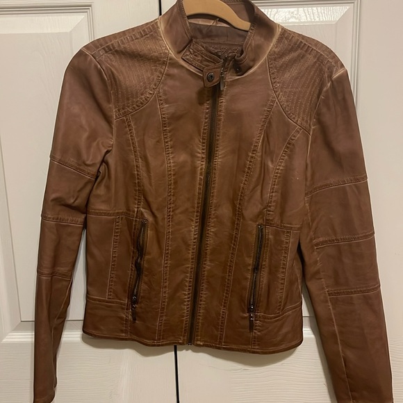 Brown faux  Leather Jacket / size Medium - Picture 1 of 6